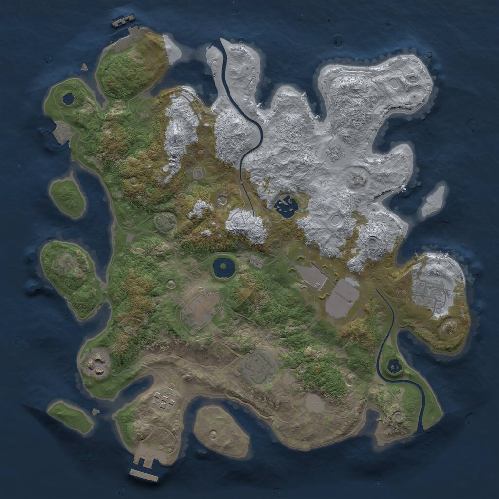 Rust Map: Procedural Map, Size: 3500, Seed: 1145127821, 13 Monuments