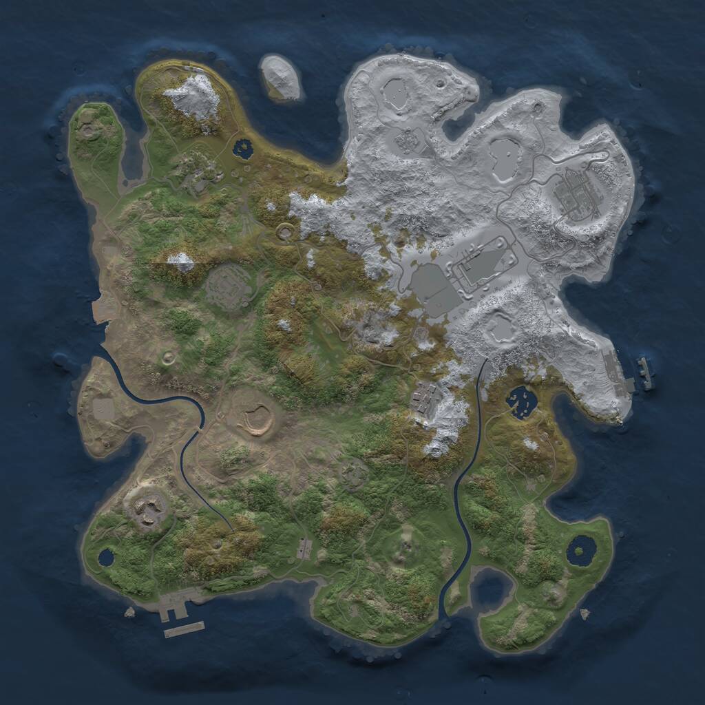 Rust Map: Procedural Map, Size: 3500, Seed: 1946006073, 13 Monuments
