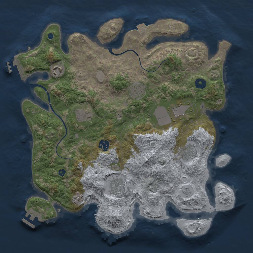 Rust Map: Procedural Map, Size: 3500, Seed: 1401361964, 14 Monuments