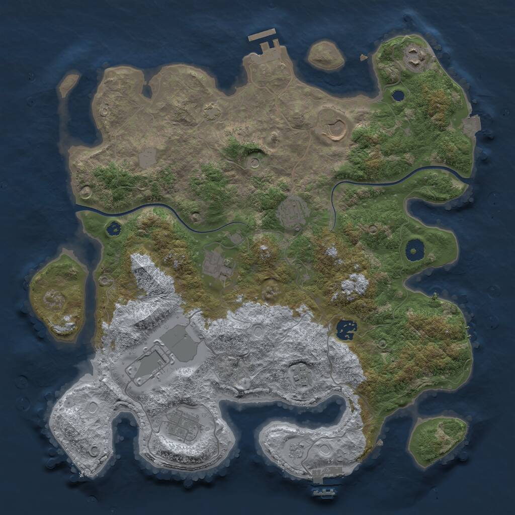 Rust Map: Procedural Map, Size: 3700, Seed: 1611500975, 14 Monuments