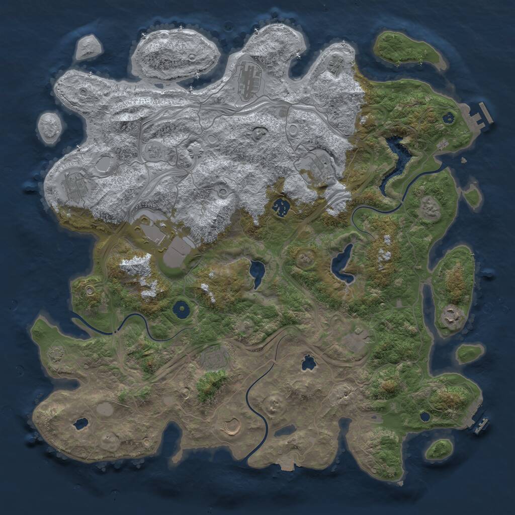 Rust Map: Procedural Map, Size: 4500, Seed: 799232125, 16 Monuments