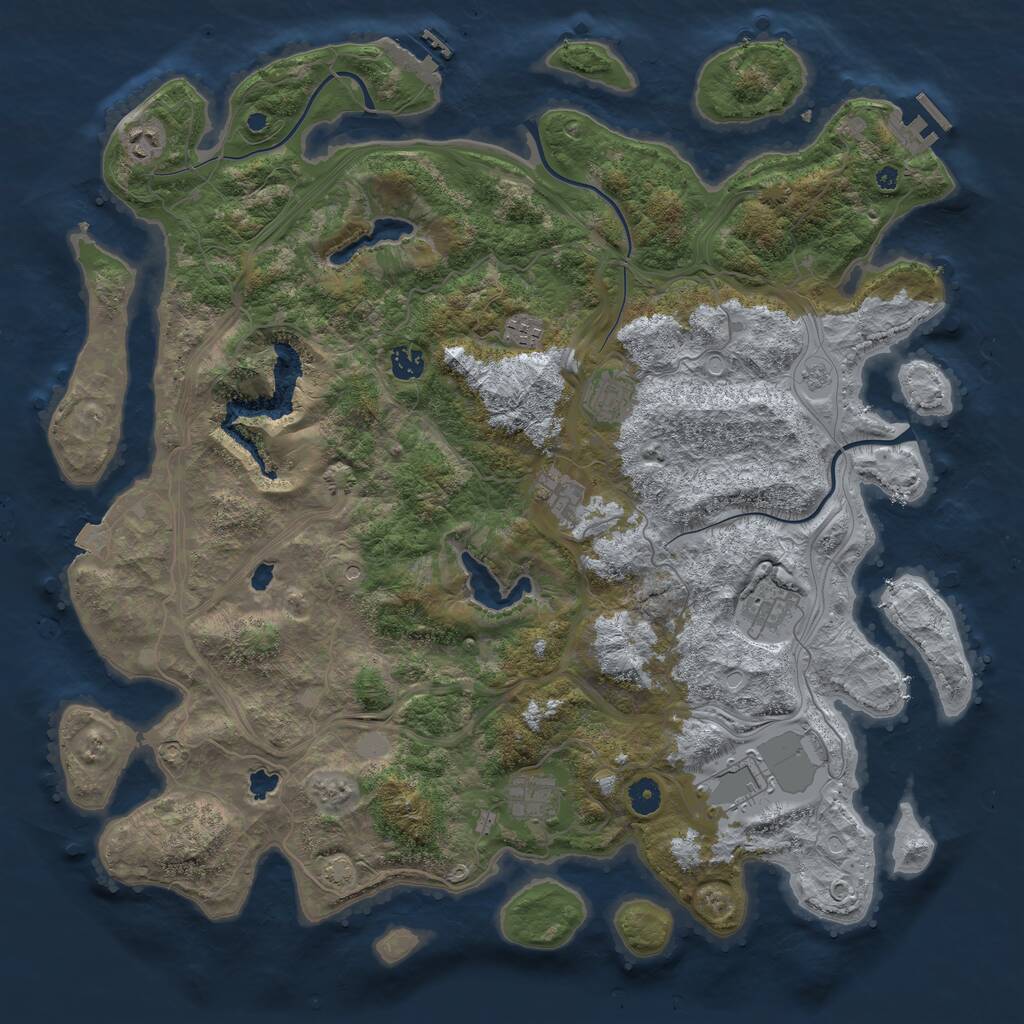 Rust Map: Procedural Map, Size: 4500, Seed: 1246212549, 14 Monuments