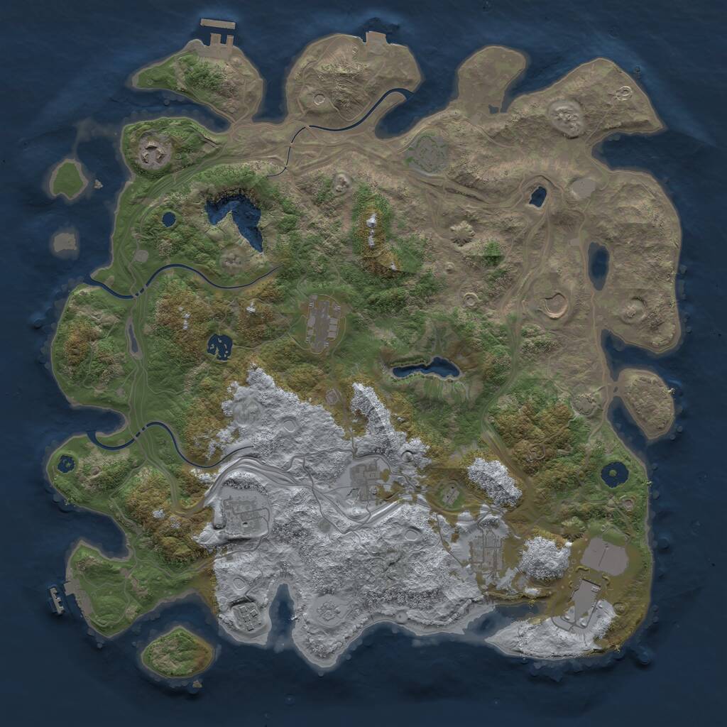 Rust Map: Procedural Map, Size: 4250, Seed: 64461727, 16 Monuments