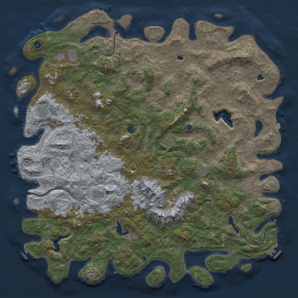 Rust Map: Procedural Map, Size: 6000, Seed: 708384503, 17 Monuments