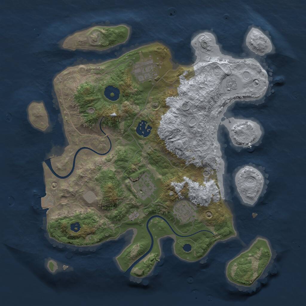 Rust Map: Procedural Map, Size: 3000, Seed: 29182346, 7 Monuments