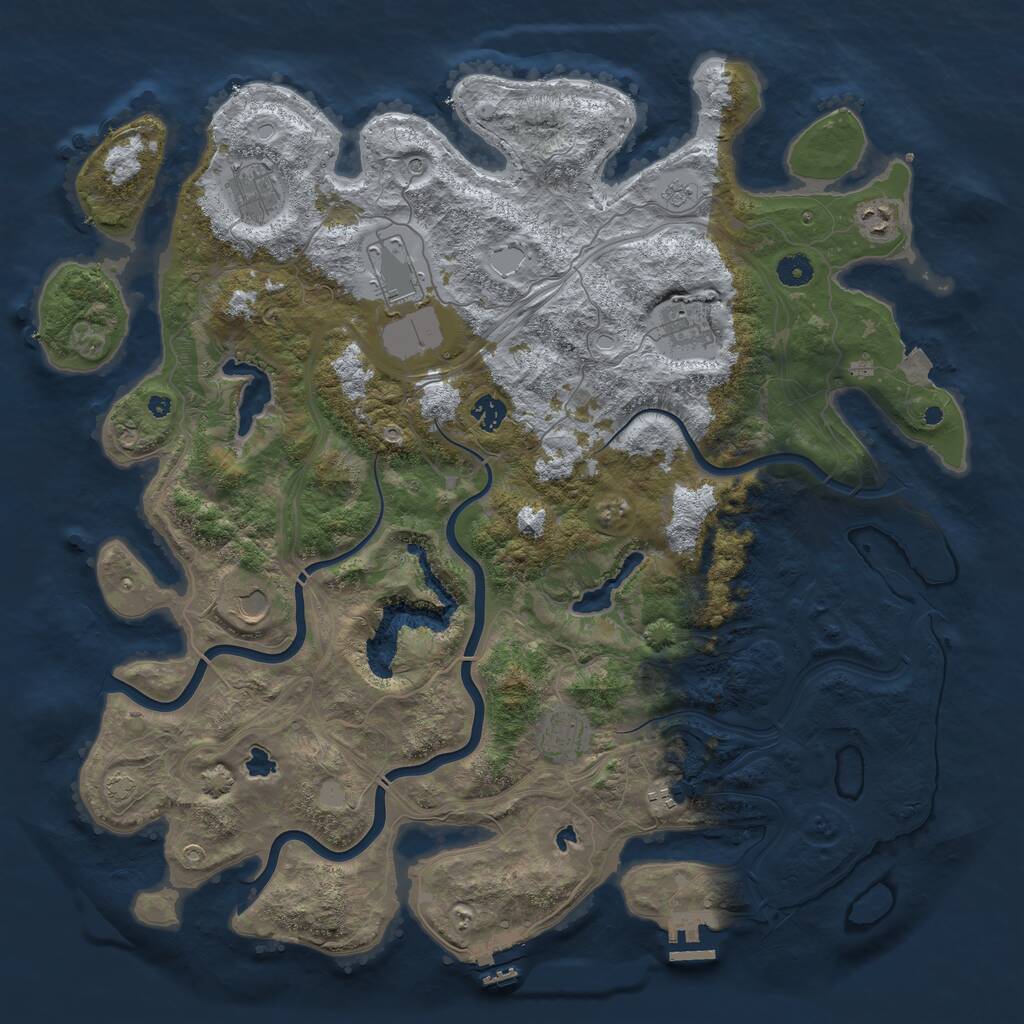 Rust Map: Procedural Map, Size: 4500, Seed: 1115674547, 14 Monuments