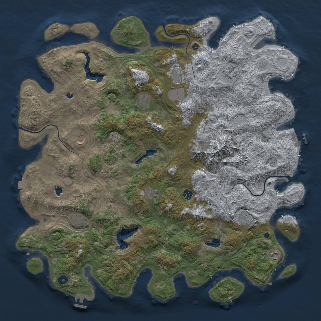 Rust Map: Procedural Map, Size: 5000, Seed: 664038688, 16 Monuments