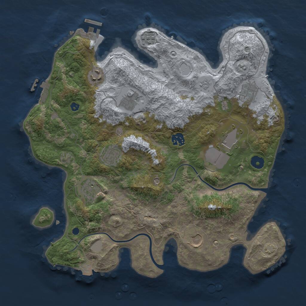 Rust Map: Procedural Map, Size: 3500, Seed: 1085822375, 15 Monuments