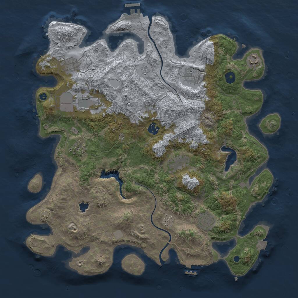Rust Map: Procedural Map, Size: 4000, Seed: 1230898167, 15 Monuments