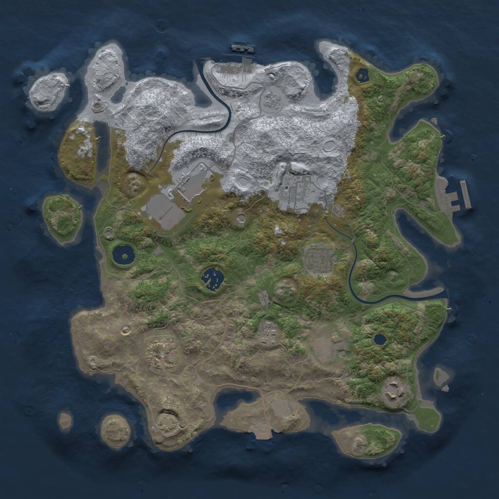 Rust Map: Procedural Map, Size: 3500, Seed: 634609192, 14 Monuments