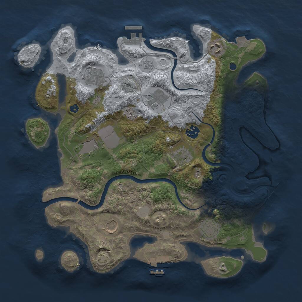 Rust Map: Procedural Map, Size: 3500, Seed: 634609192, 15 Monuments