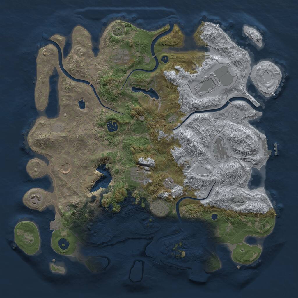 Rust Map: Procedural Map, Size: 4050, Seed: 222754620, 15 Monuments