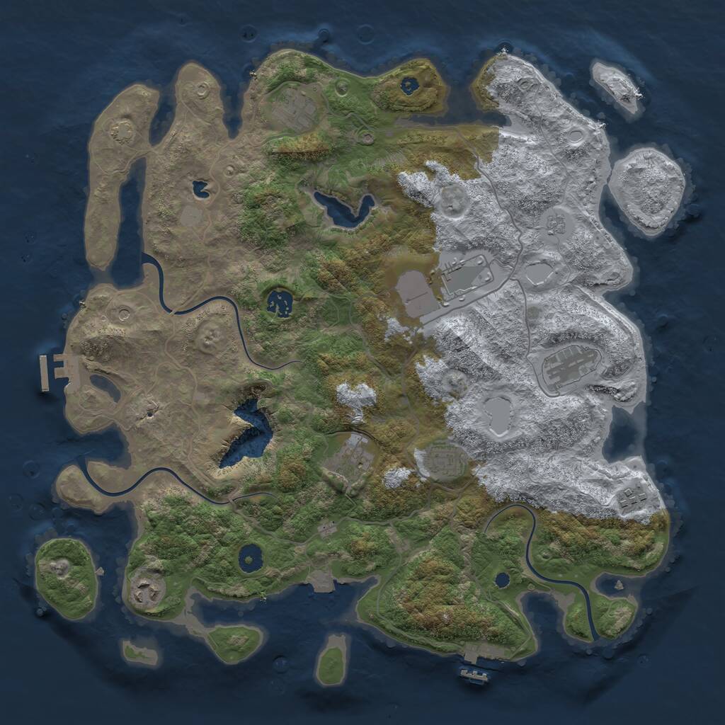 Rust Map: Procedural Map, Size: 4050, Seed: 222754620, 14 Monuments