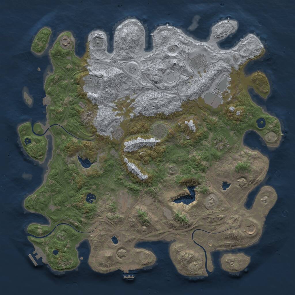 Rust Map: Procedural Map, Size: 4500, Seed: 1216959316, 17 Monuments
