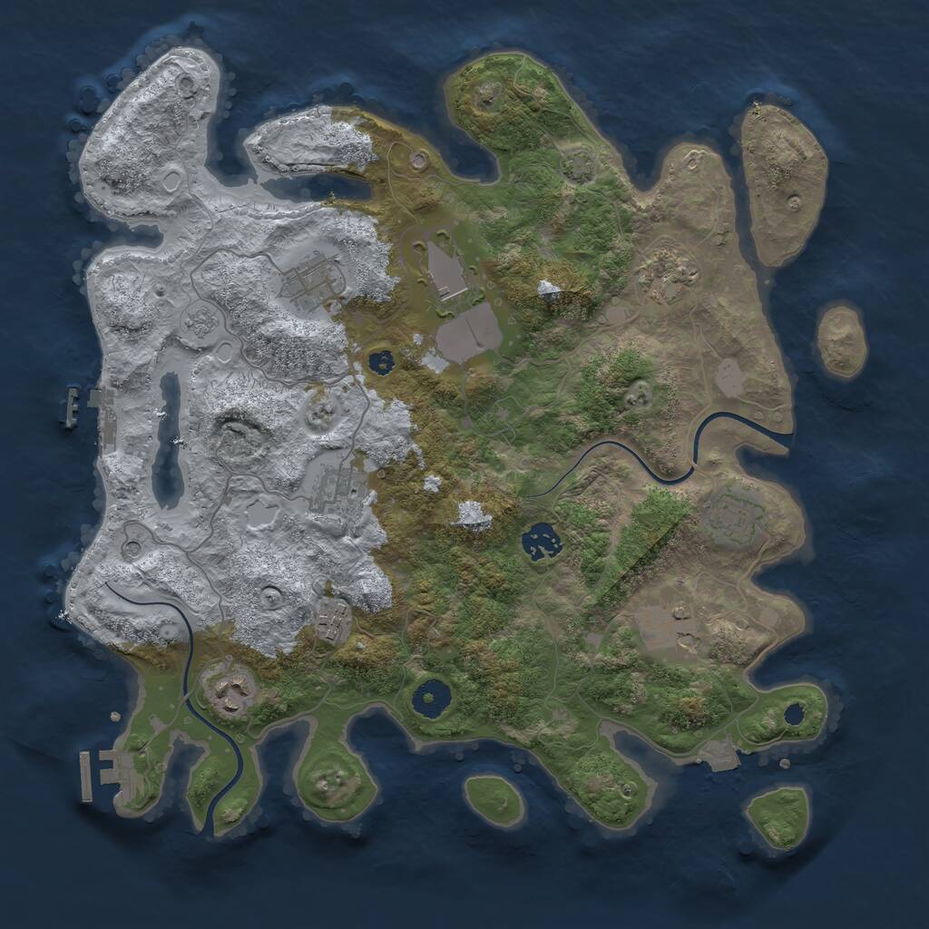 Rust Map: Procedural Map, Size: 3700, Seed: 286298043, 15 Monuments