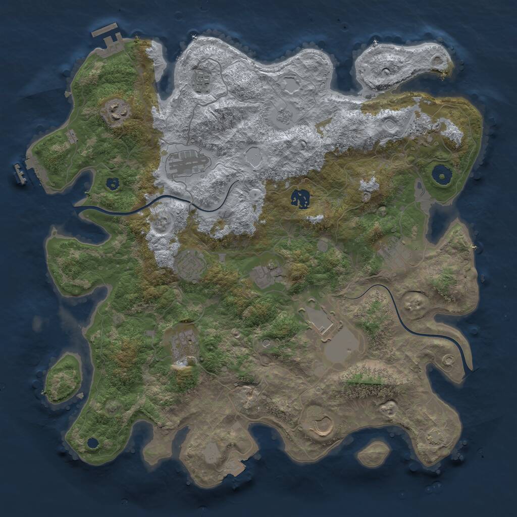 Rust Map: Procedural Map, Size: 3900, Seed: 1696835217, 17 Monuments