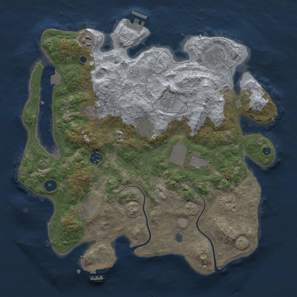 Rust Map: Procedural Map, Size: 3750, Seed: 436560414, 15 Monuments