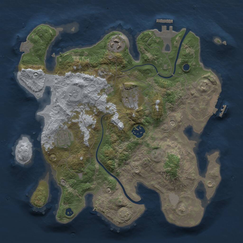 Rust Map: Procedural Map, Size: 3000, Seed: 206185, 10 Monuments