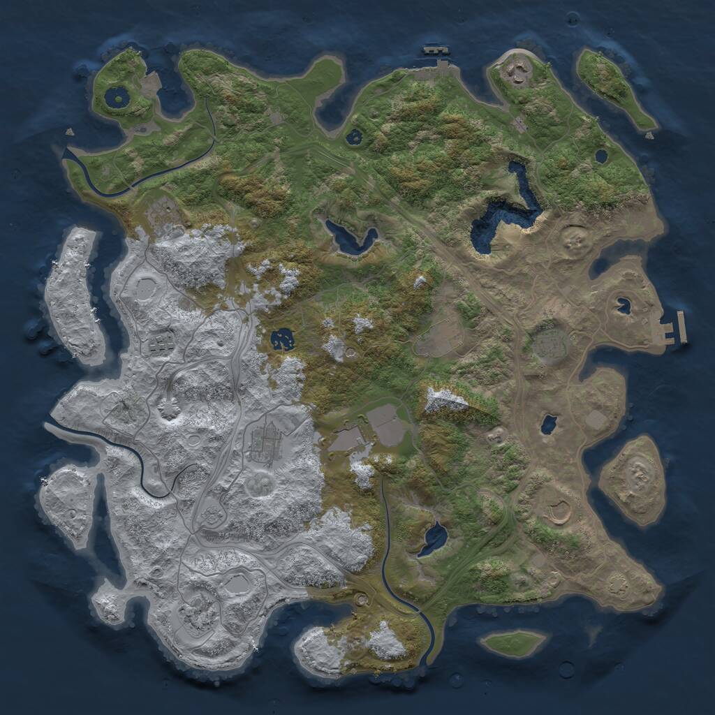 Rust Map: Procedural Map, Size: 4500, Seed: 550802803, 16 Monuments
