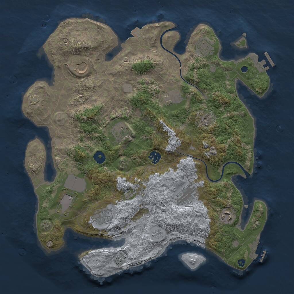 Rust Map: Procedural Map, Size: 3700, Seed: 34541, 16 Monuments