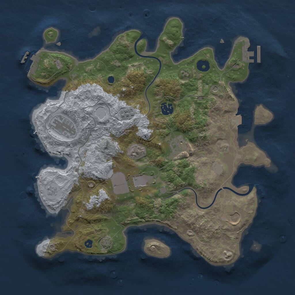 Rust Map: Procedural Map, Size: 3500, Seed: 529189771, 12 Monuments