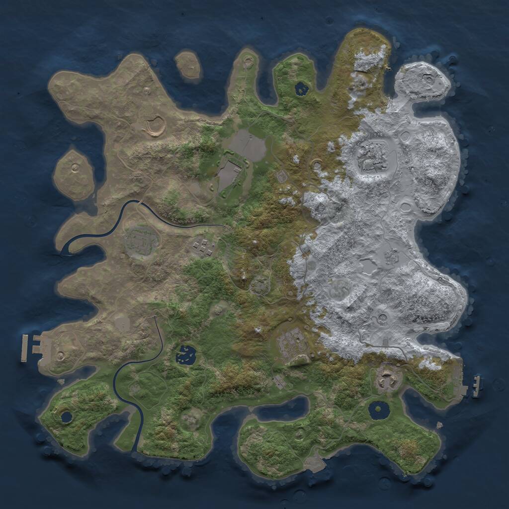 Rust Map: Procedural Map, Size: 3750, Seed: 623102955, 14 Monuments