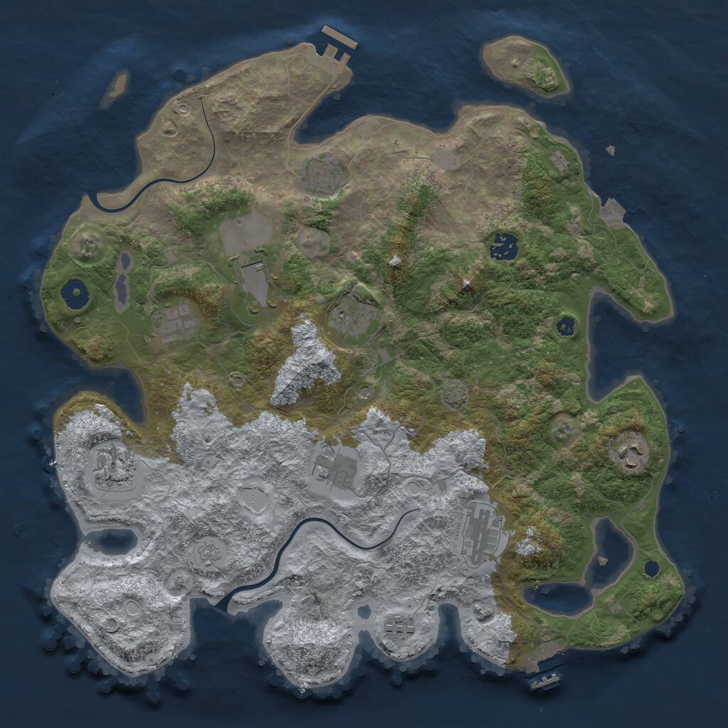 Rust Map: Procedural Map, Size: 3850, Seed: 1892878628, 16 Monuments