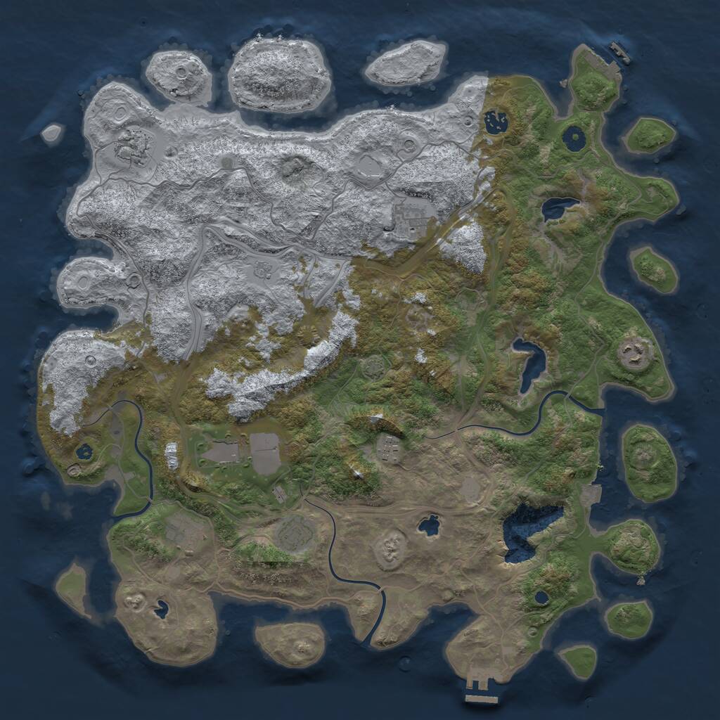 Rust Map: Procedural Map, Size: 4500, Seed: 57032025, 14 Monuments