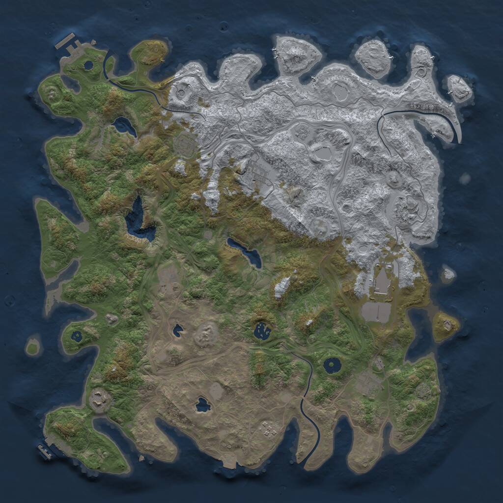 Rust Map: Procedural Map, Size: 4500, Seed: 1674079538, 15 Monuments