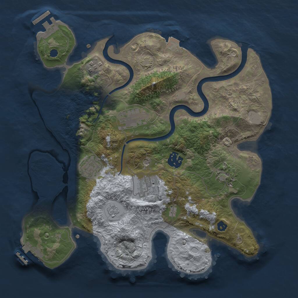 Rust Map: Procedural Map, Size: 3000, Seed: 1121410929, 12 Monuments
