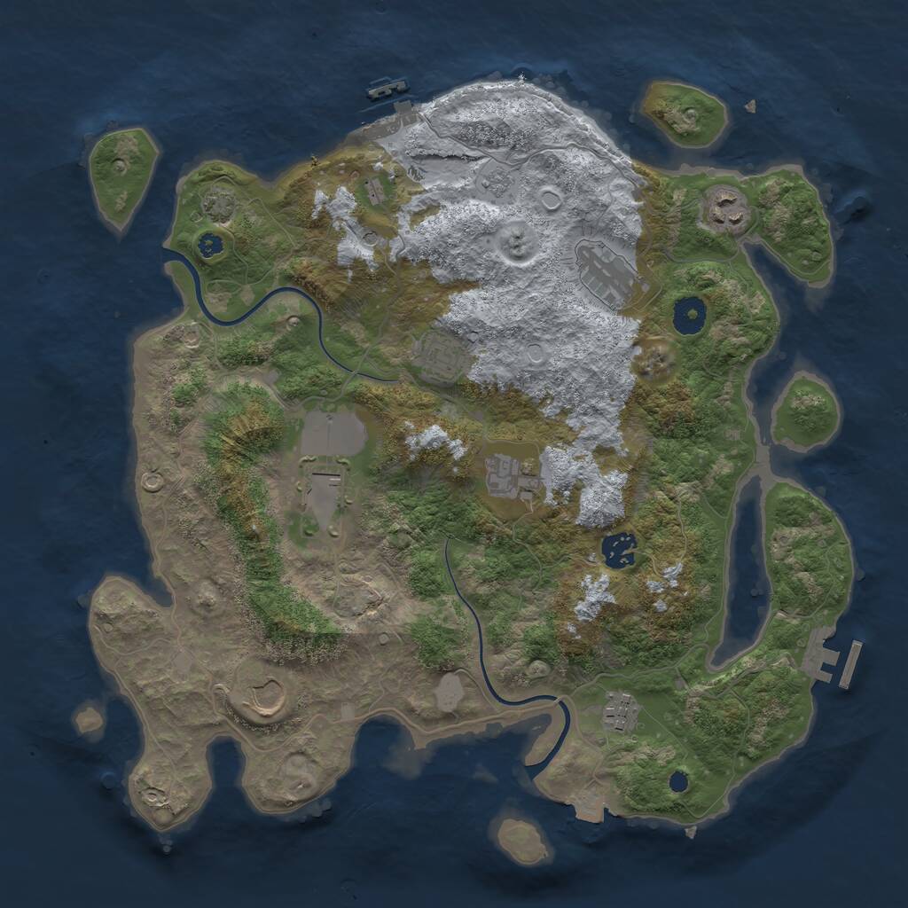 Rust Map: Procedural Map, Size: 3750, Seed: 1358369762, 14 Monuments