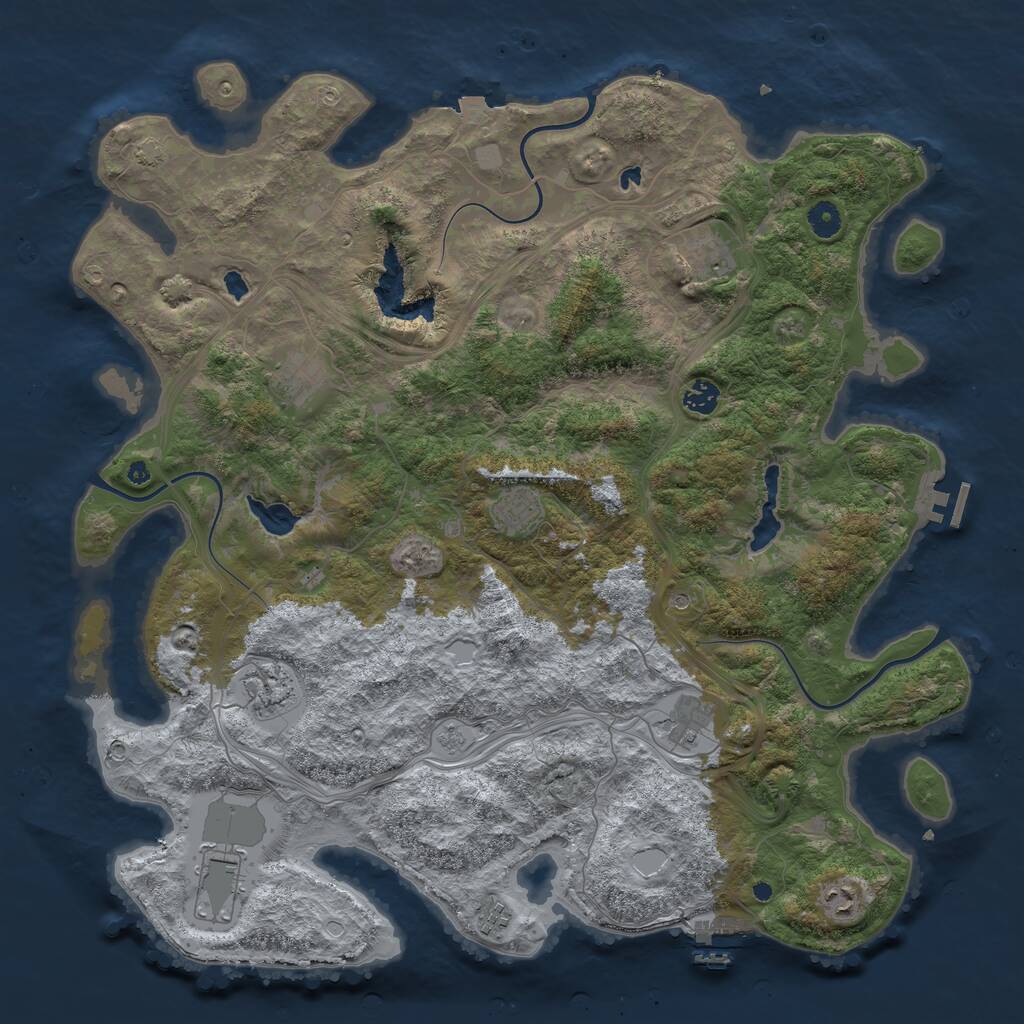 Rust Map: Procedural Map, Size: 4500, Seed: 4321, 15 Monuments