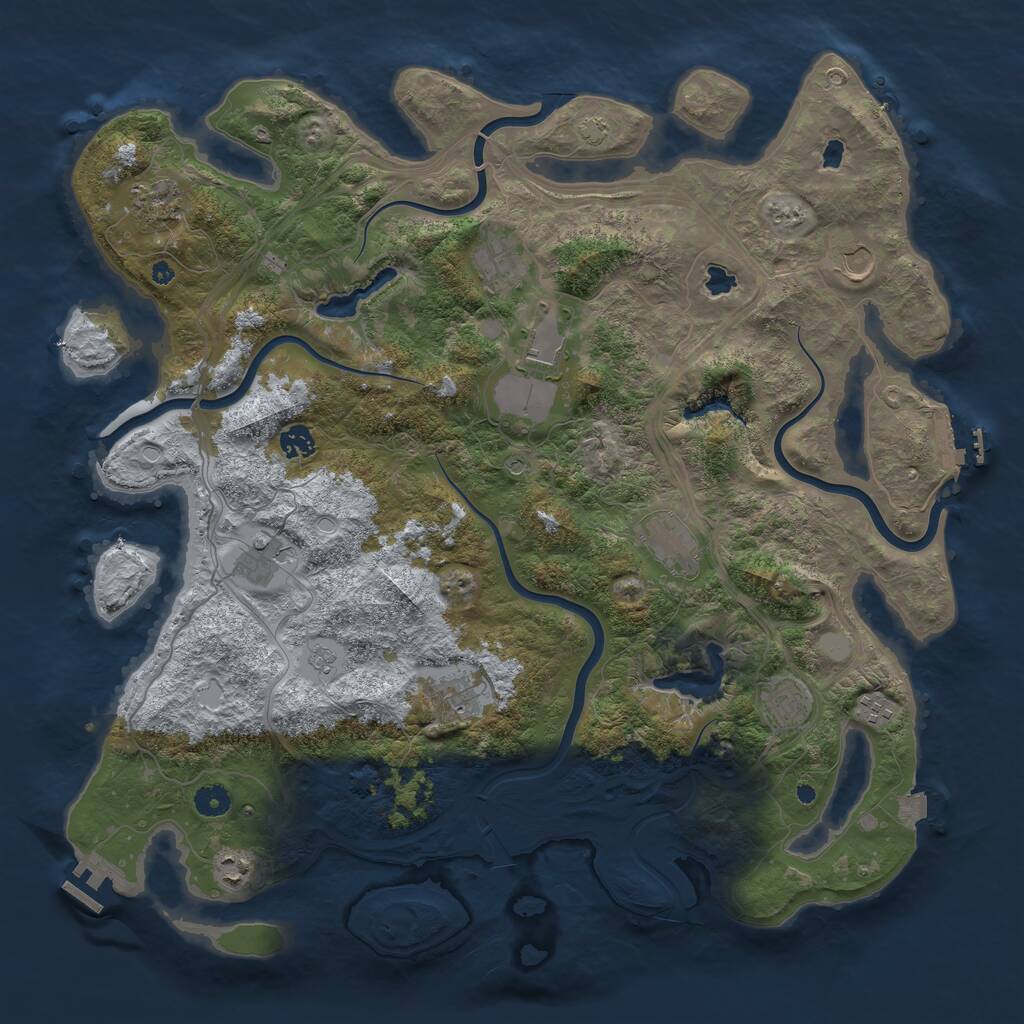 Rust Map: Procedural Map, Size: 4500, Seed: 1233955769, 17 Monuments