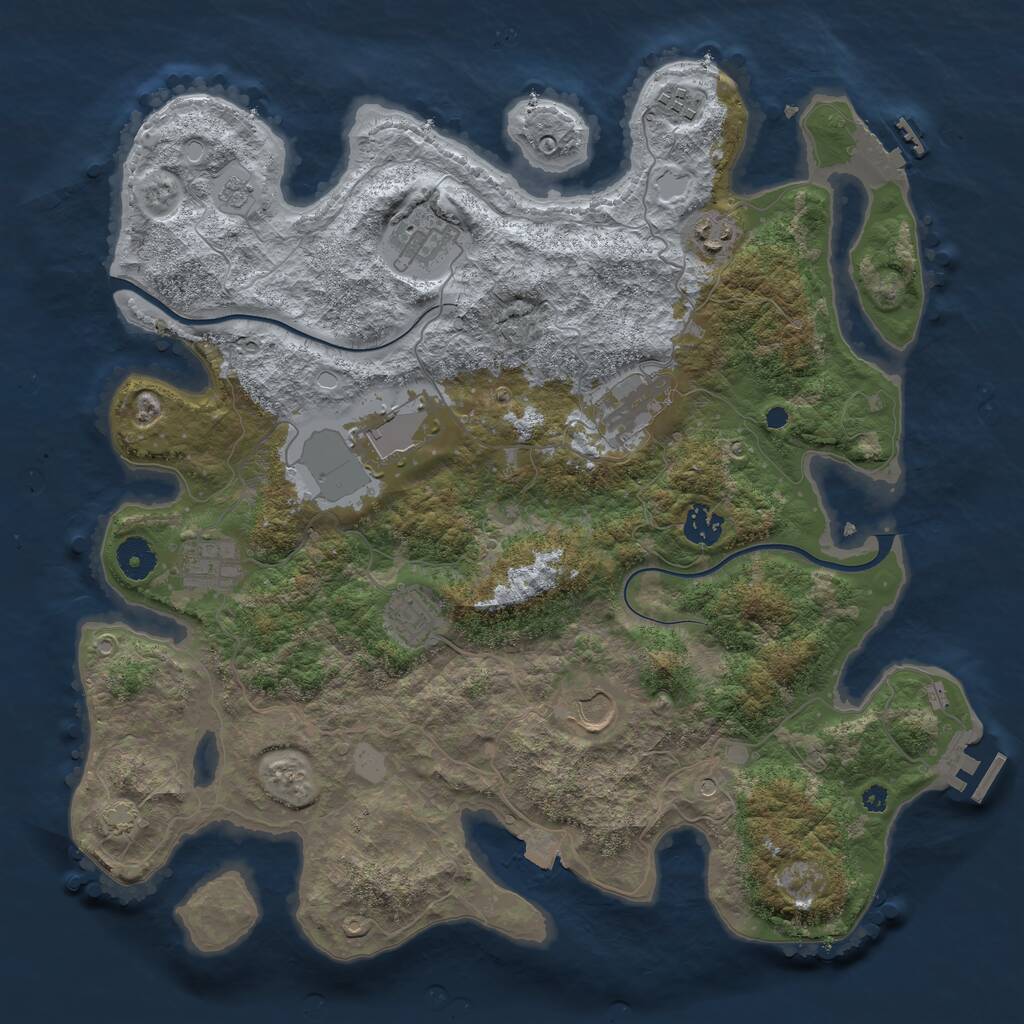 Rust Map: Procedural Map, Size: 3850, Seed: 287990227, 15 Monuments