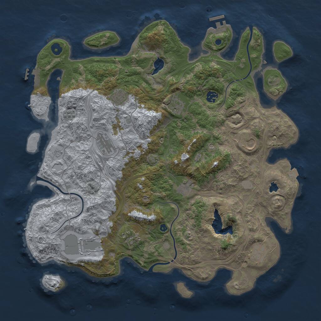 Rust Map: Procedural Map, Size: 4250, Seed: 962306341, 16 Monuments