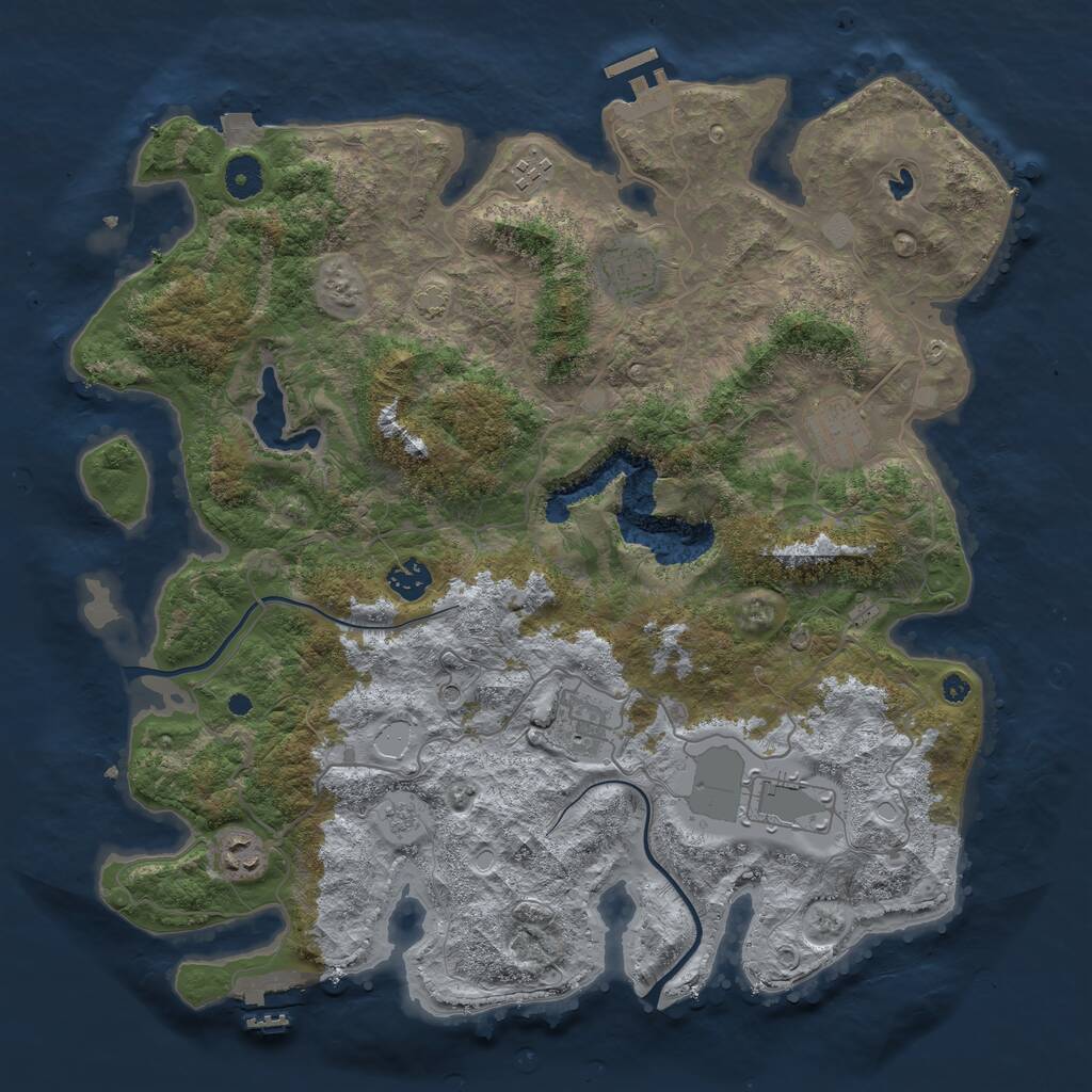 Rust Map: Procedural Map, Size: 4000, Seed: 7979, 13 Monuments
