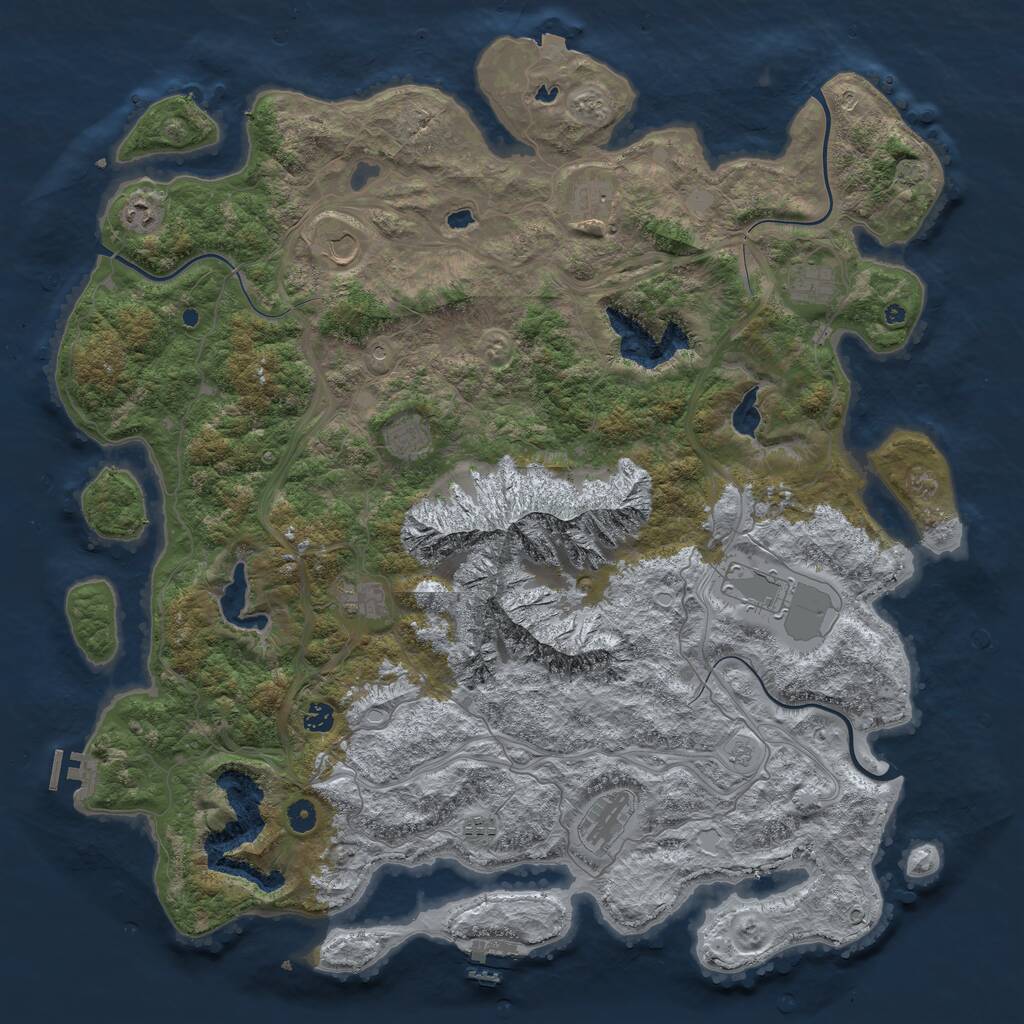 Rust Map: Procedural Map, Size: 5000, Seed: 911868100, 16 Monuments