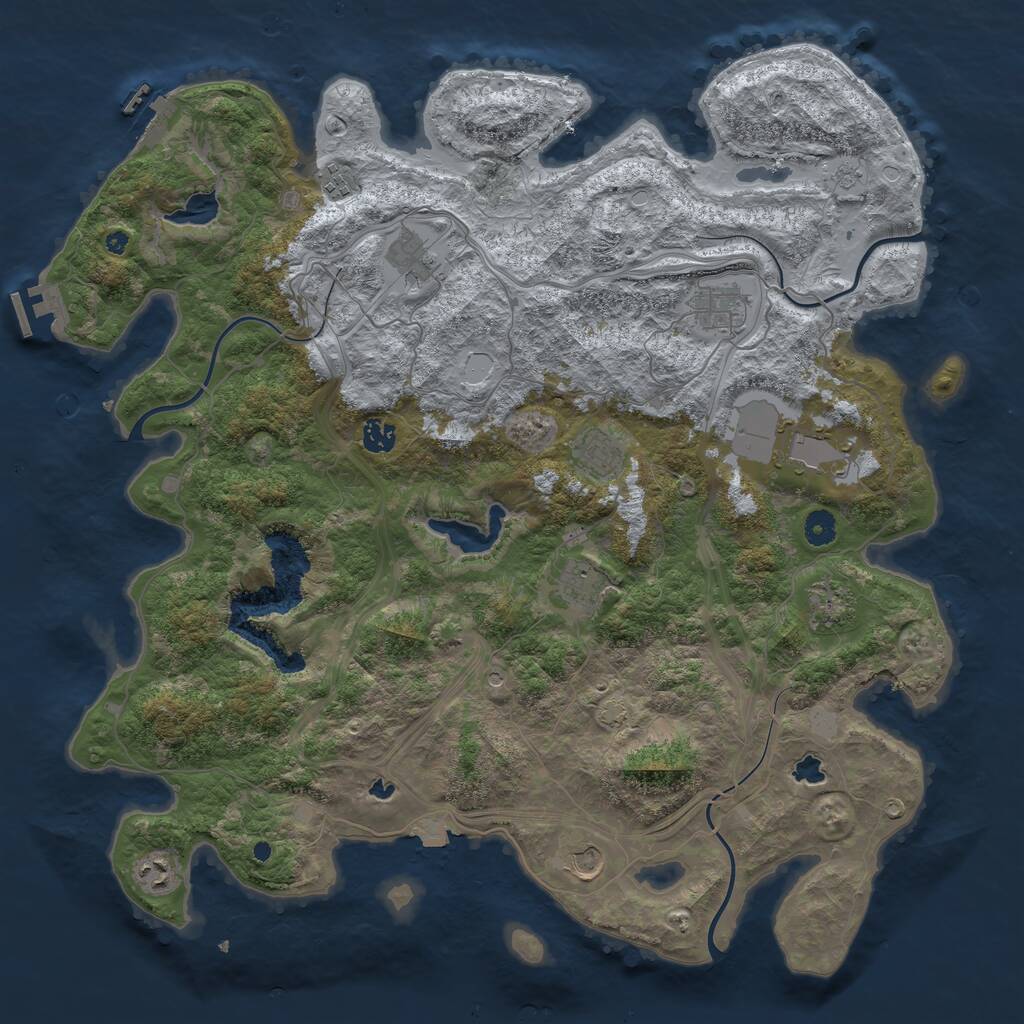 Rust Map: Procedural Map, Size: 4500, Seed: 1329808345, 16 Monuments