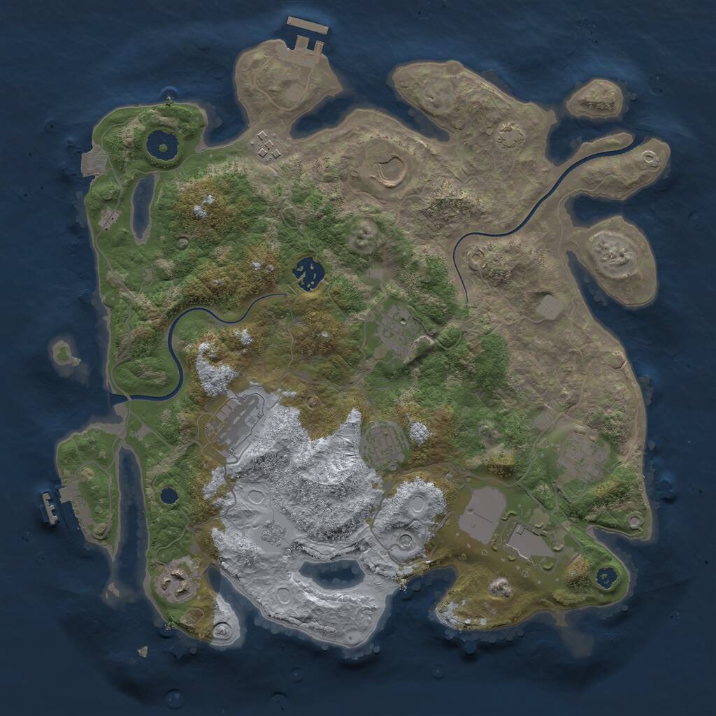 Rust Map: Procedural Map, Size: 3500, Seed: 1231171200, 15 Monuments