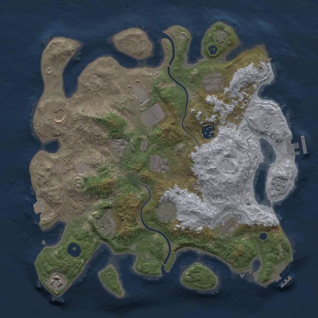 Rust Map: Procedural Map, Size: 3500, Seed: 645233324, 16 Monuments