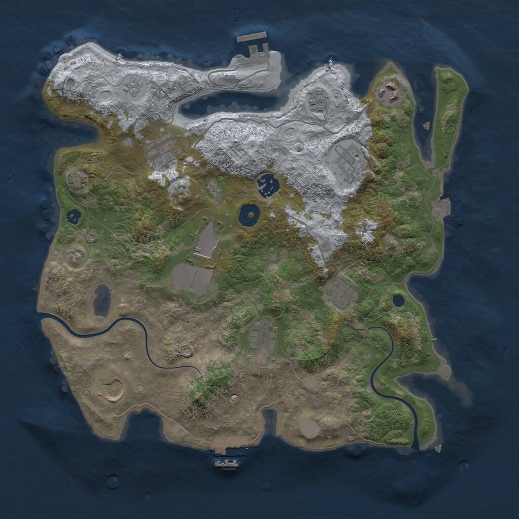 Rust Map: Procedural Map, Size: 3500, Seed: 971938461, 14 Monuments