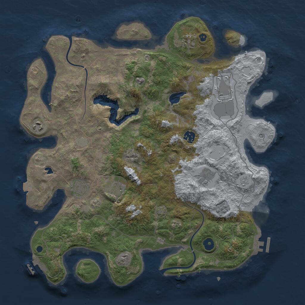 Rust Map: Procedural Map, Size: 4000, Seed: 2049865129, 14 Monuments