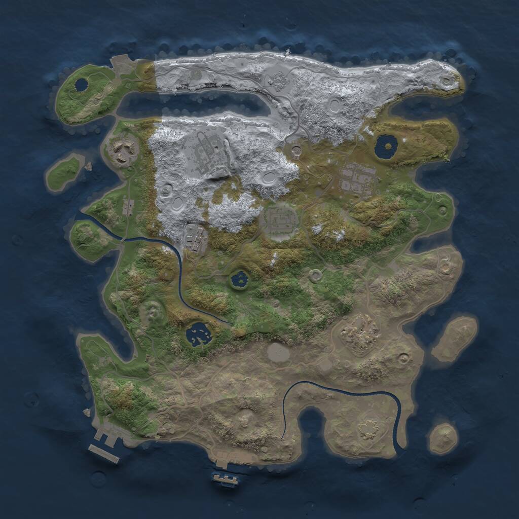 Rust Map: Procedural Map, Size: 3250, Seed: 1125497705, 13 Monuments