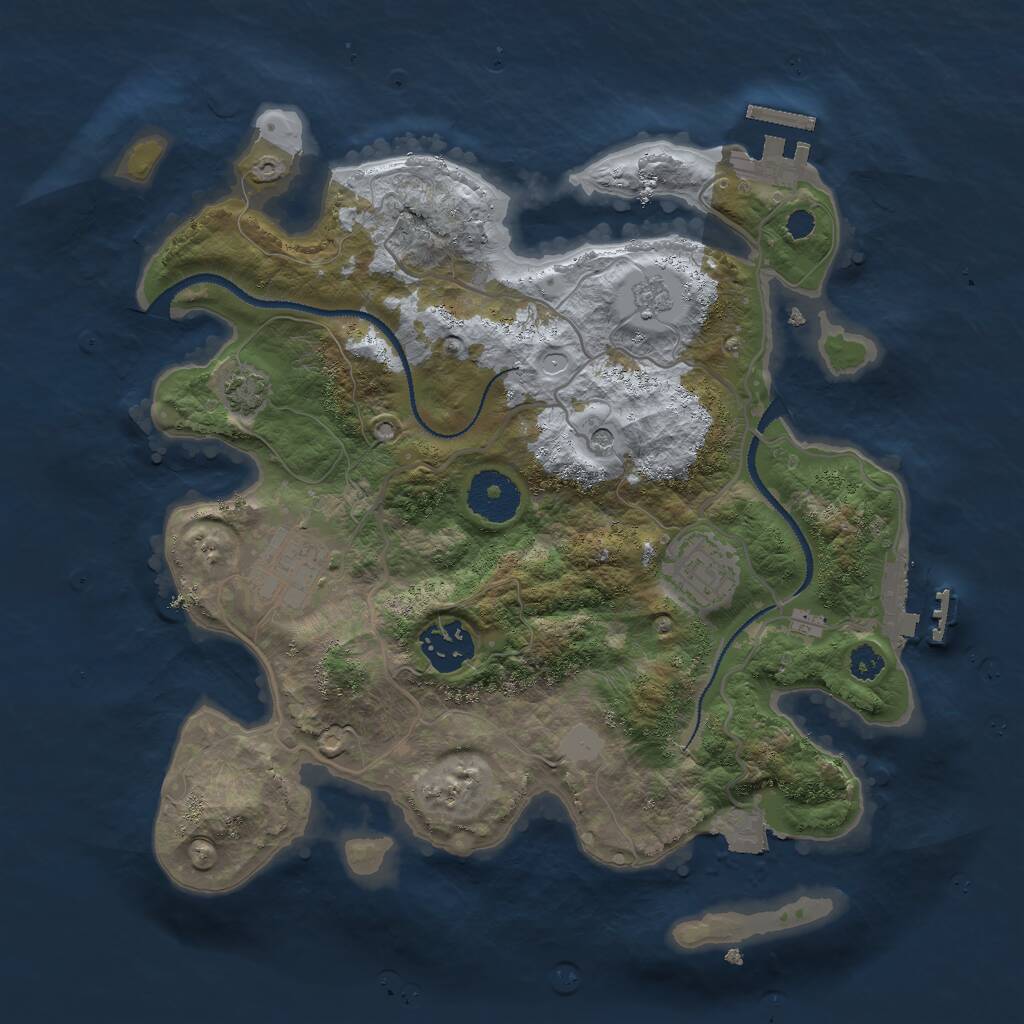 Rust Map: Procedural Map, Size: 3000, Seed: 25257, 9 Monuments