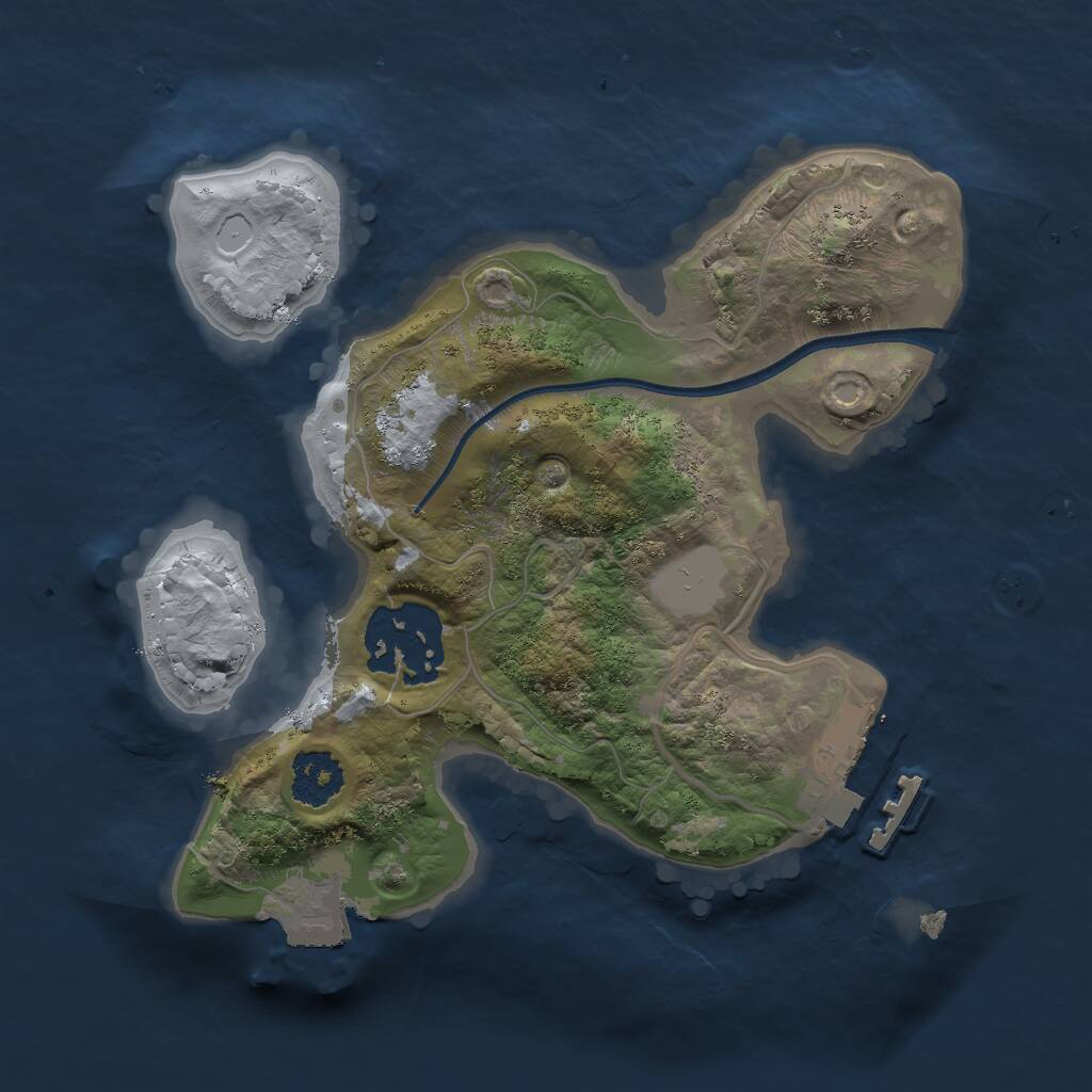 Rust Map: Procedural Map, Size: 2000, Seed: 1976761150, 3 Monuments