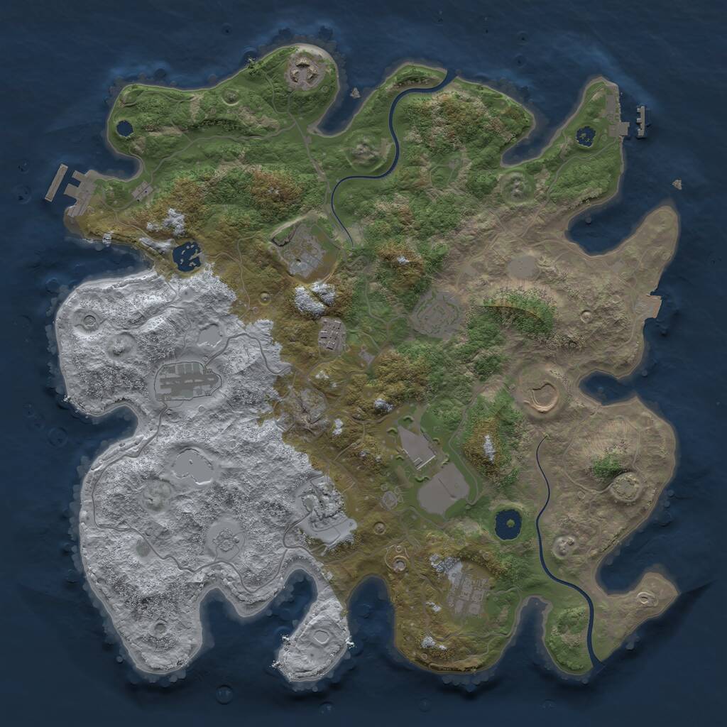 Rust Map: Procedural Map, Size: 3750, Seed: 1964294617, 16 Monuments