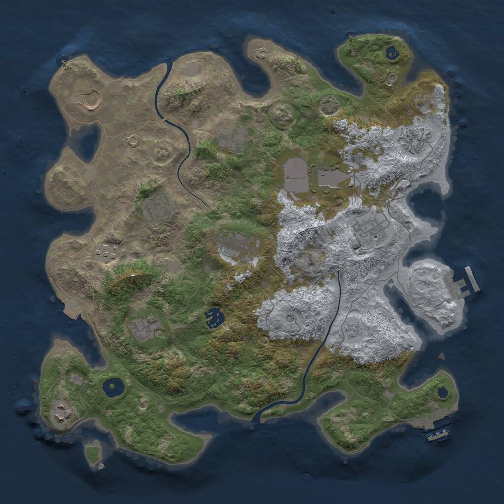 Rust Map: Procedural Map, Size: 3750, Seed: 1269135515, 17 Monuments