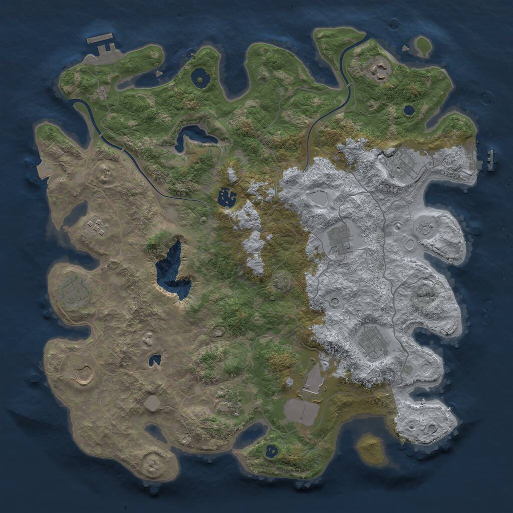 Rust Map: Procedural Map, Size: 4000, Seed: 373174401, 16 Monuments