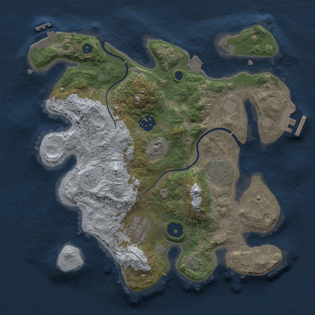 Rust Map: Procedural Map, Size: 3000, Seed: 4098, 8 Monuments