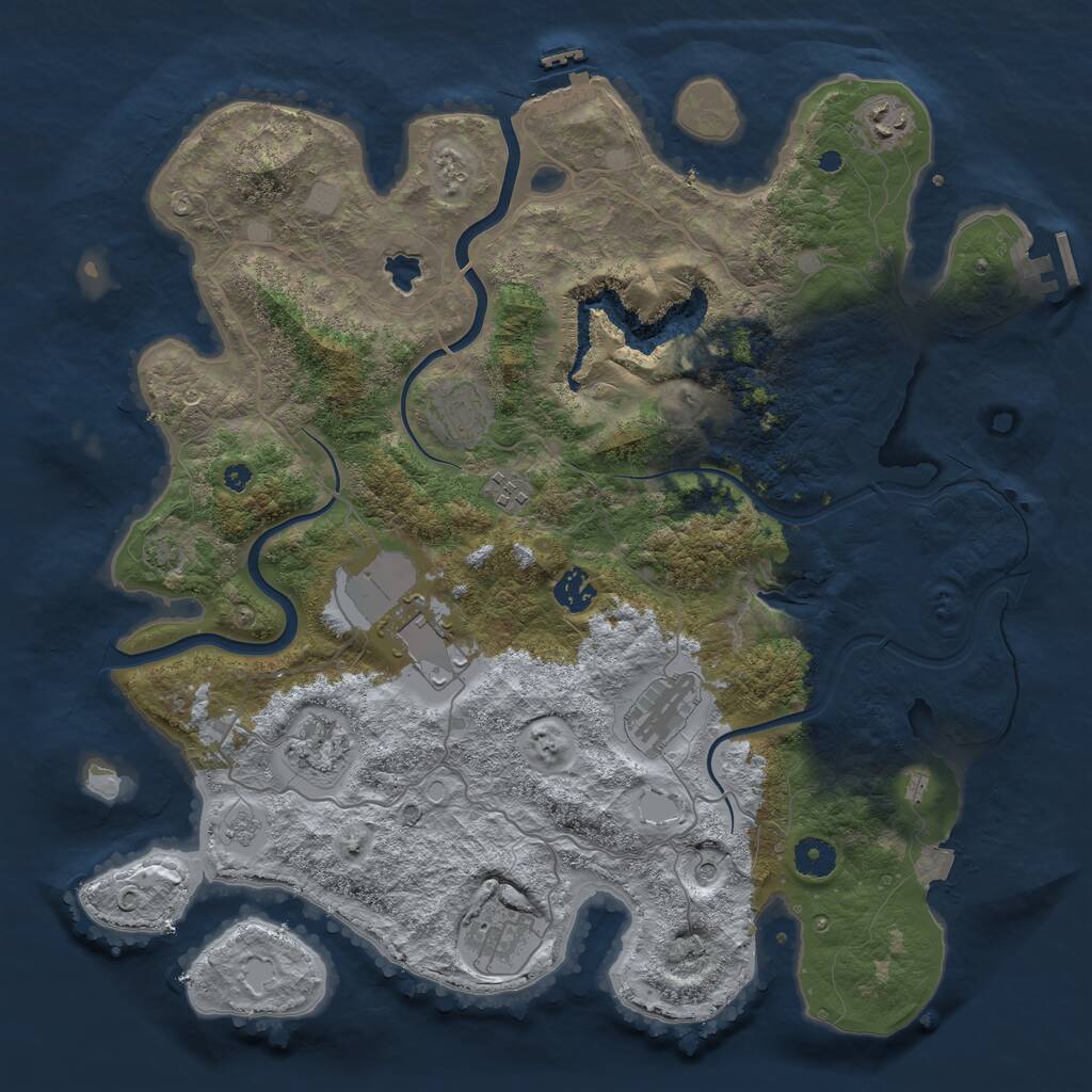 Rust Map: Procedural Map, Size: 4000, Seed: 147751295, 14 Monuments